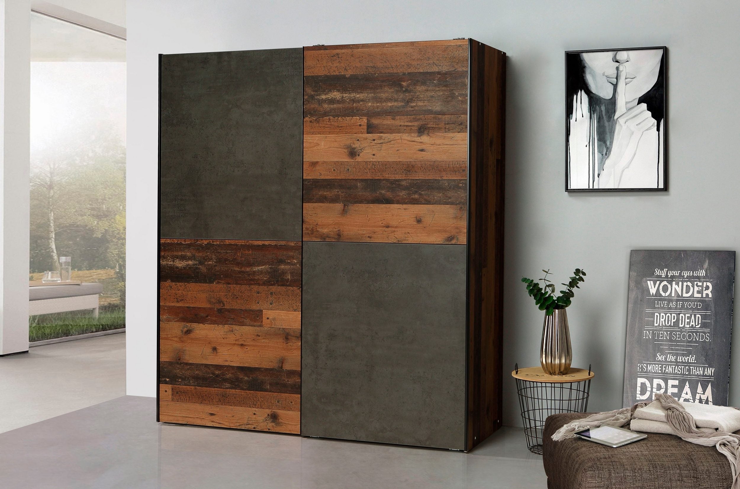 Dulap Cliff cu usi glisante , 170 cm latime Arboteca