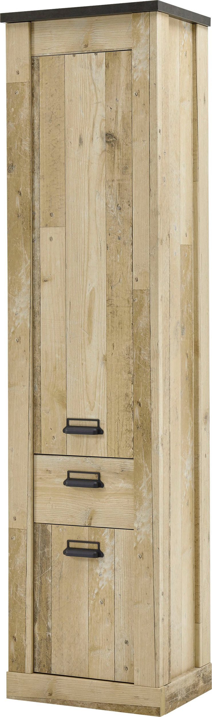Dulap de depozitare Sherwood 51 × 201 cm, decor lemn rustic, soft-close Arboteca