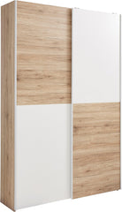 Dulap cu usi glisante Heimo , Alb-Stejar , 125 cm latime , 38 cm adancime Arboteca