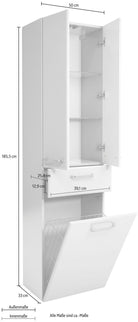 Dulap de baie Quickset , cos pentru rufe integrat , Alb lucios , 50 cm latime Arboteca