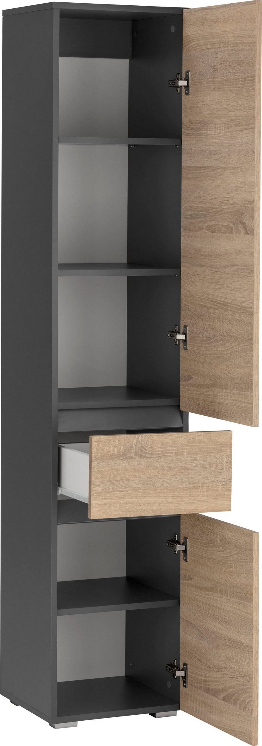 Dulap inalt pentru baie Wisla, Gri-Stejar Arboteca