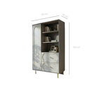 Dulap living CORTONA cu 1 ușă, 2 sertare și polițe deschise, MDF frezat oval, cașmir-bazalt, 80x40x150 cm Arboteca