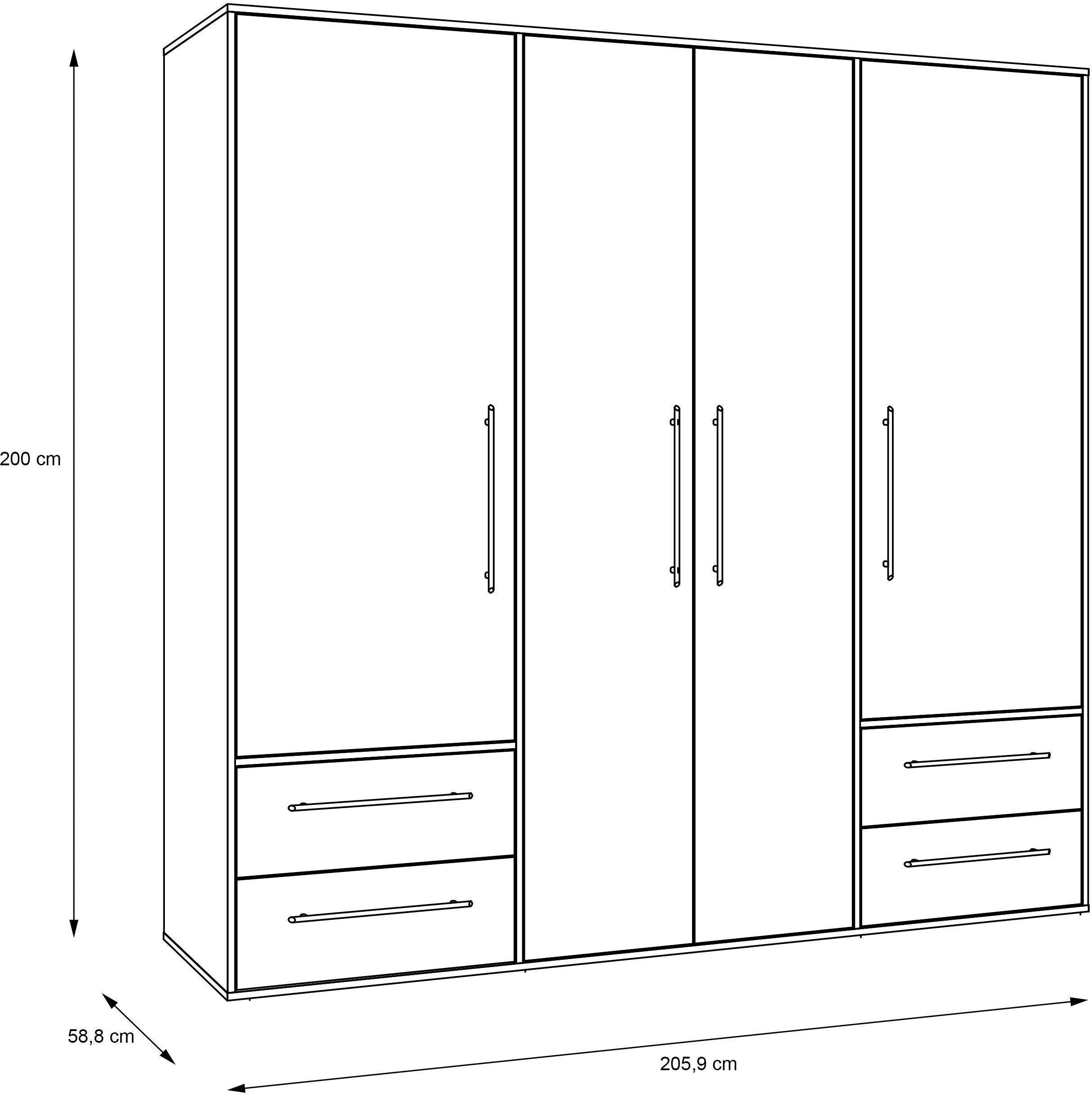 Dulap Tendency , Negru, 205.9 cm latime Arboteca