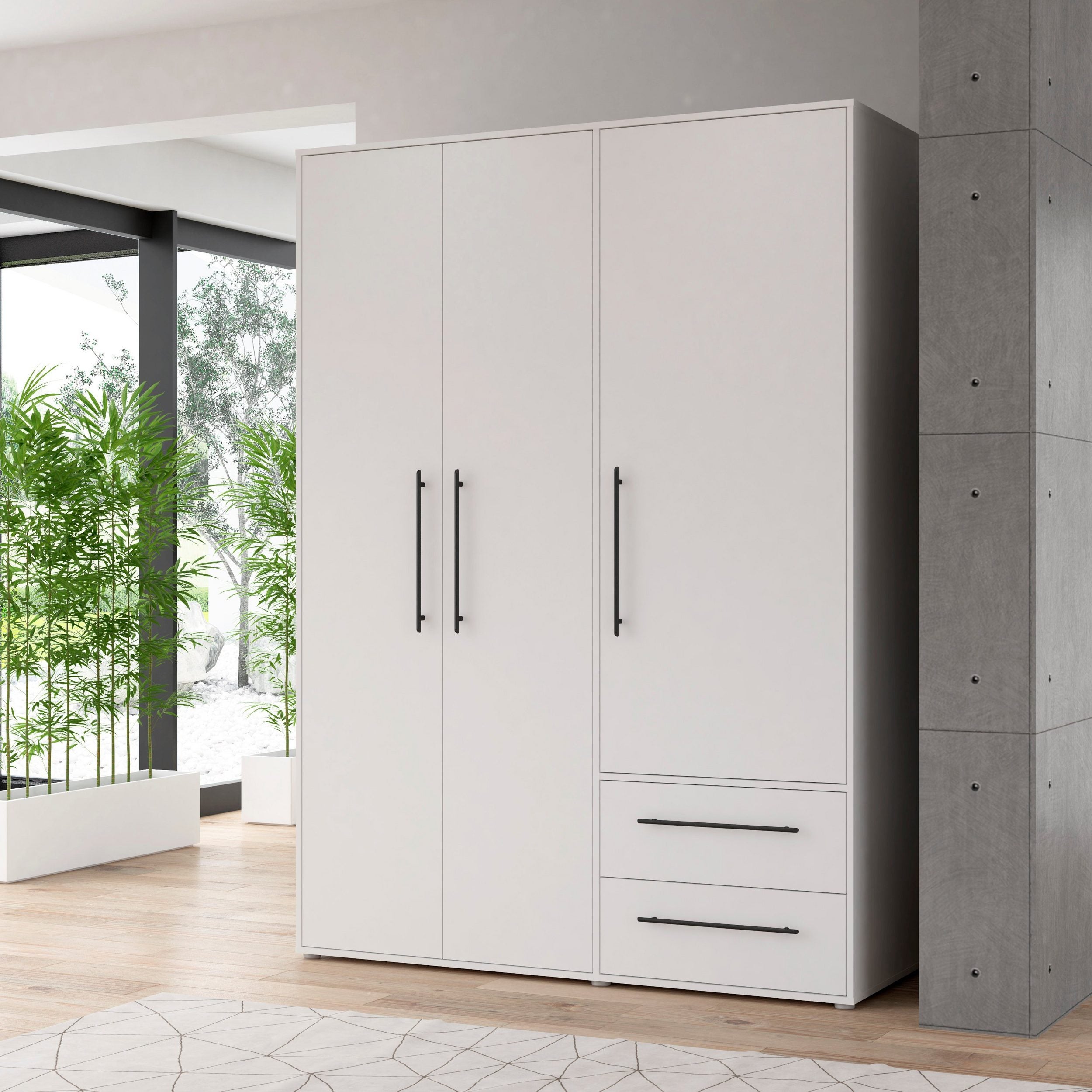 Dulap cu trei usi Tendency , Alb , 144.4 cm latime Arboteca