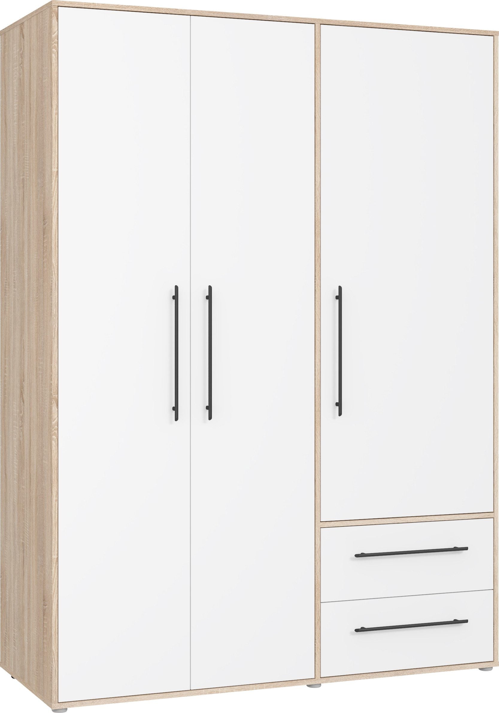 Dulap cu trei usi Tendency, Alb-Stejar, 144.4 cm latime Arboteca