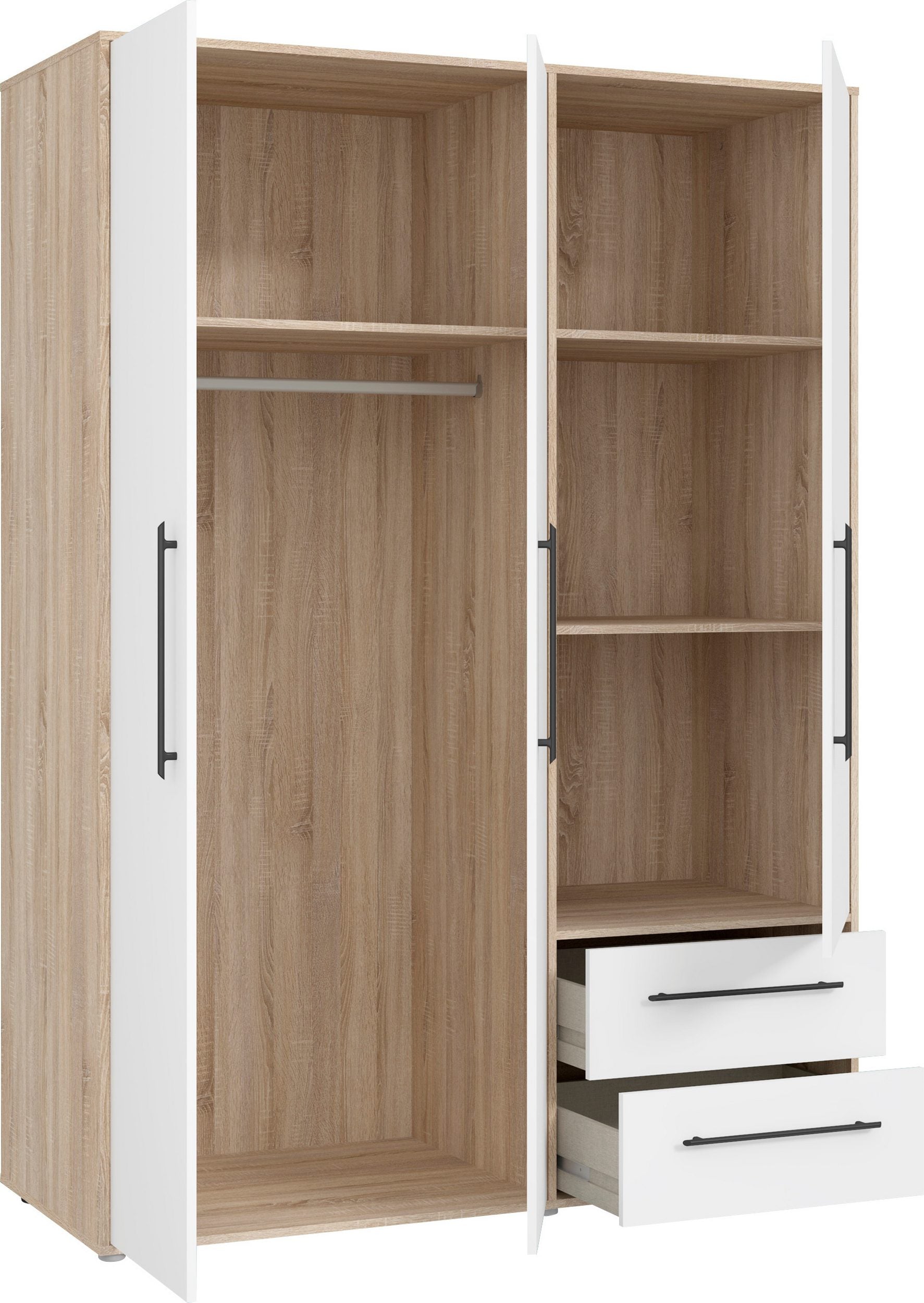 Dulap cu trei usi Tendency, Alb-Stejar, 144.4 cm latime Arboteca