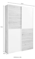 Dulap cu usi glisante Heimo , Alb , 125 cm latime , 38 cm adancime Arboteca