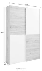 Dulap cu usi glisante Heimo , Alb-Stejar , 125 cm latime , 38 cm adancime Arboteca