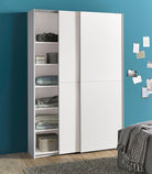 Dulap cu usi glisante Heimo , Alb , 125 cm latime , 38 cm adancime Arboteca