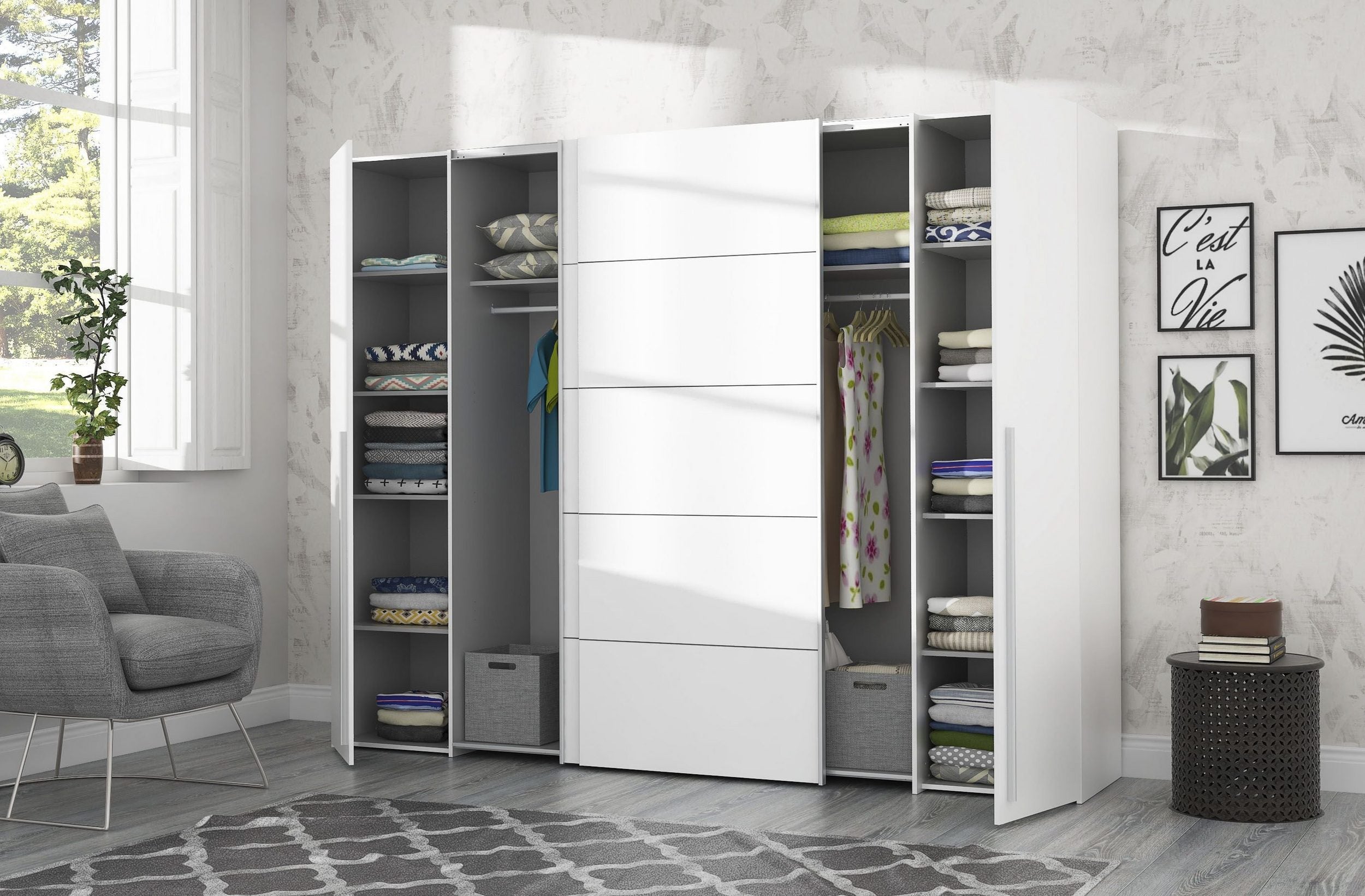 Dulap Narago , Alb , 270 cm latime Arboteca