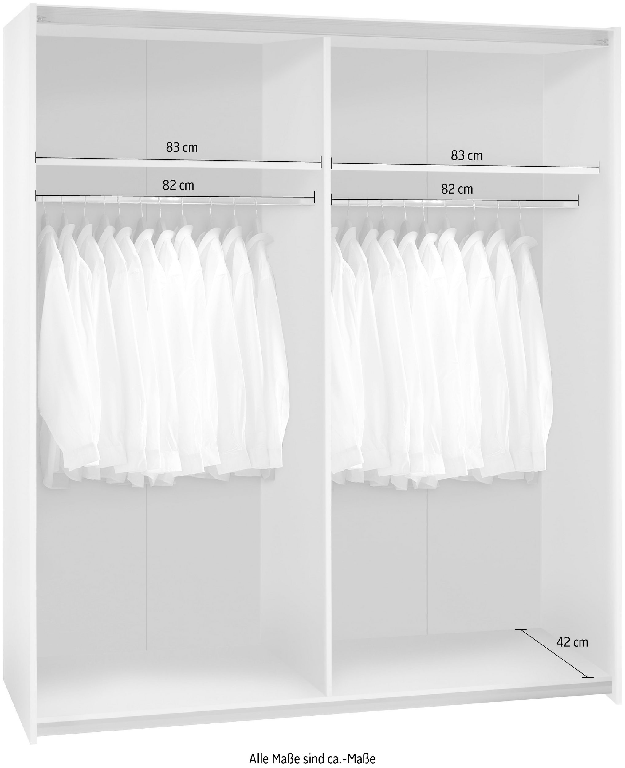 Dulap cu usi glisante Time, Alb, 170 cm latime Arboteca