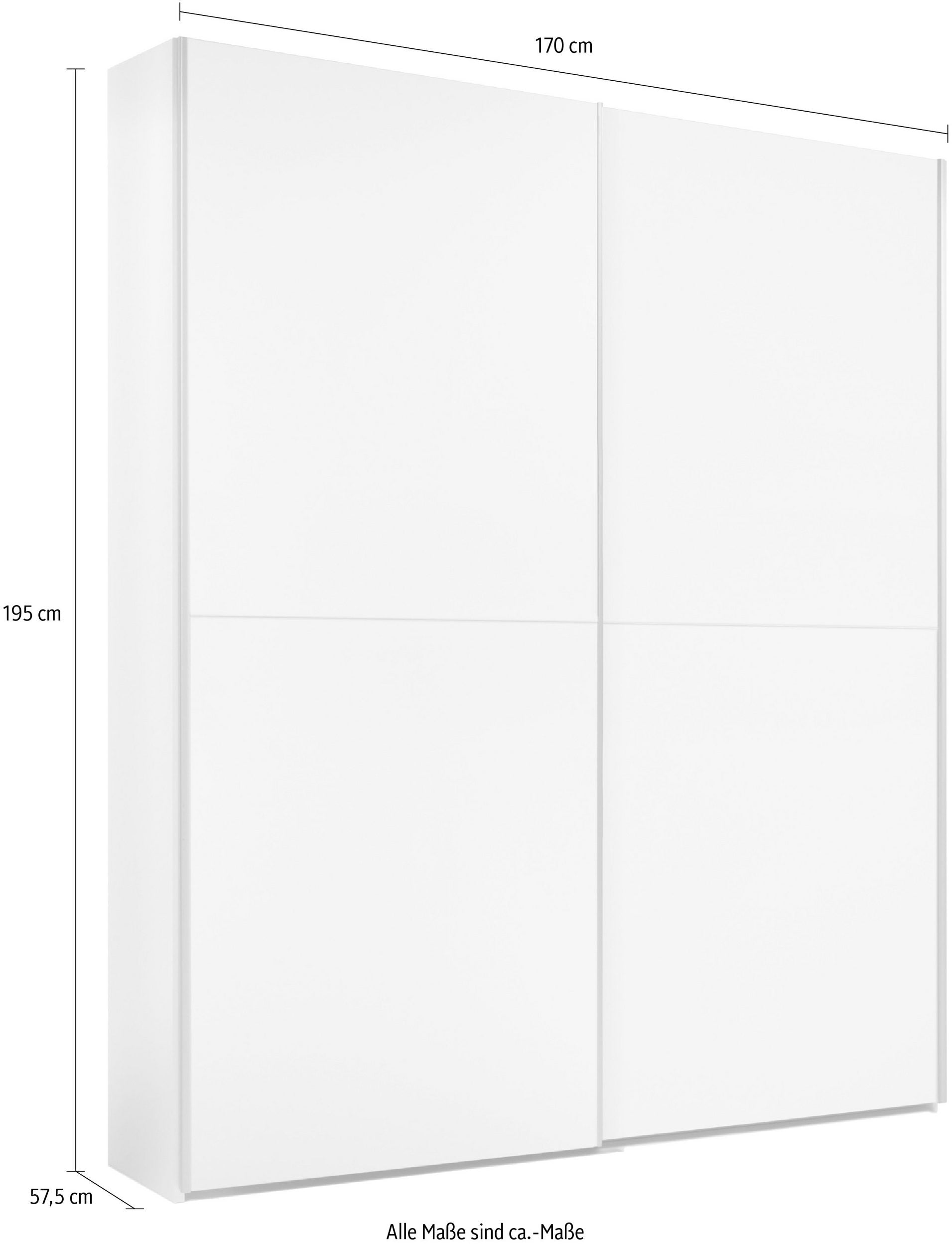 Dulap cu usi glisante Time, Alb, 170 cm latime Arboteca