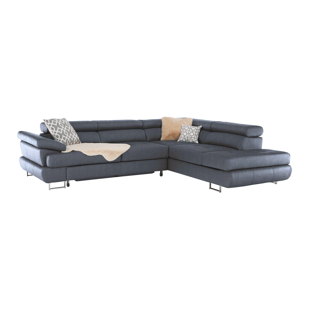 Set canapea cu spațiu de depozitare COMO, gri, pe dreapta, 275x225x71 cm Kondela