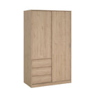 Dulap Naia cu uși glisante și 3 sertare, aspect lemn, 118×200×60 cm Arboteca