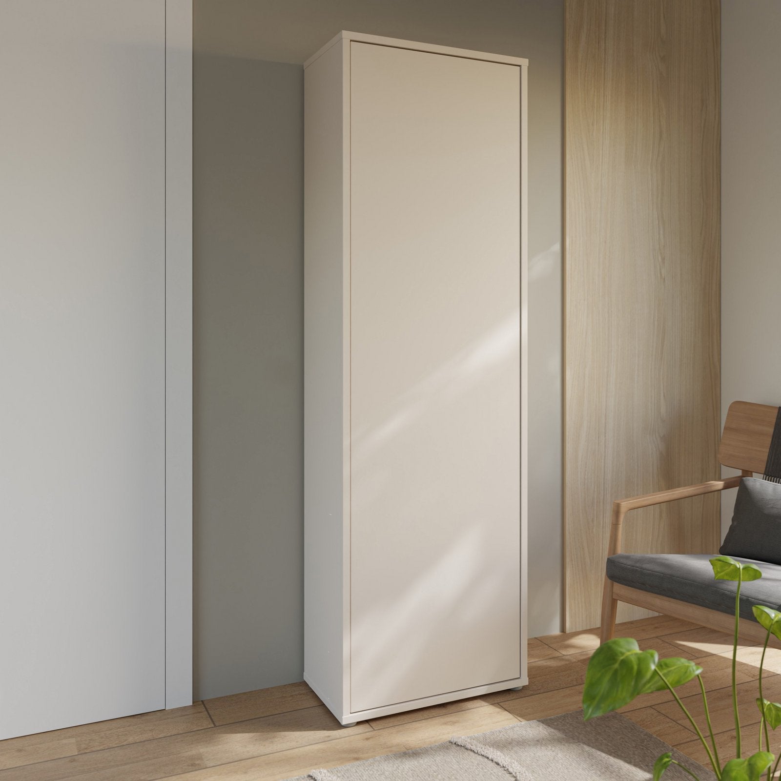 Dulap de hol Alice Springs, alb, 60×192×35 cm, Push-to-Open Arboteca