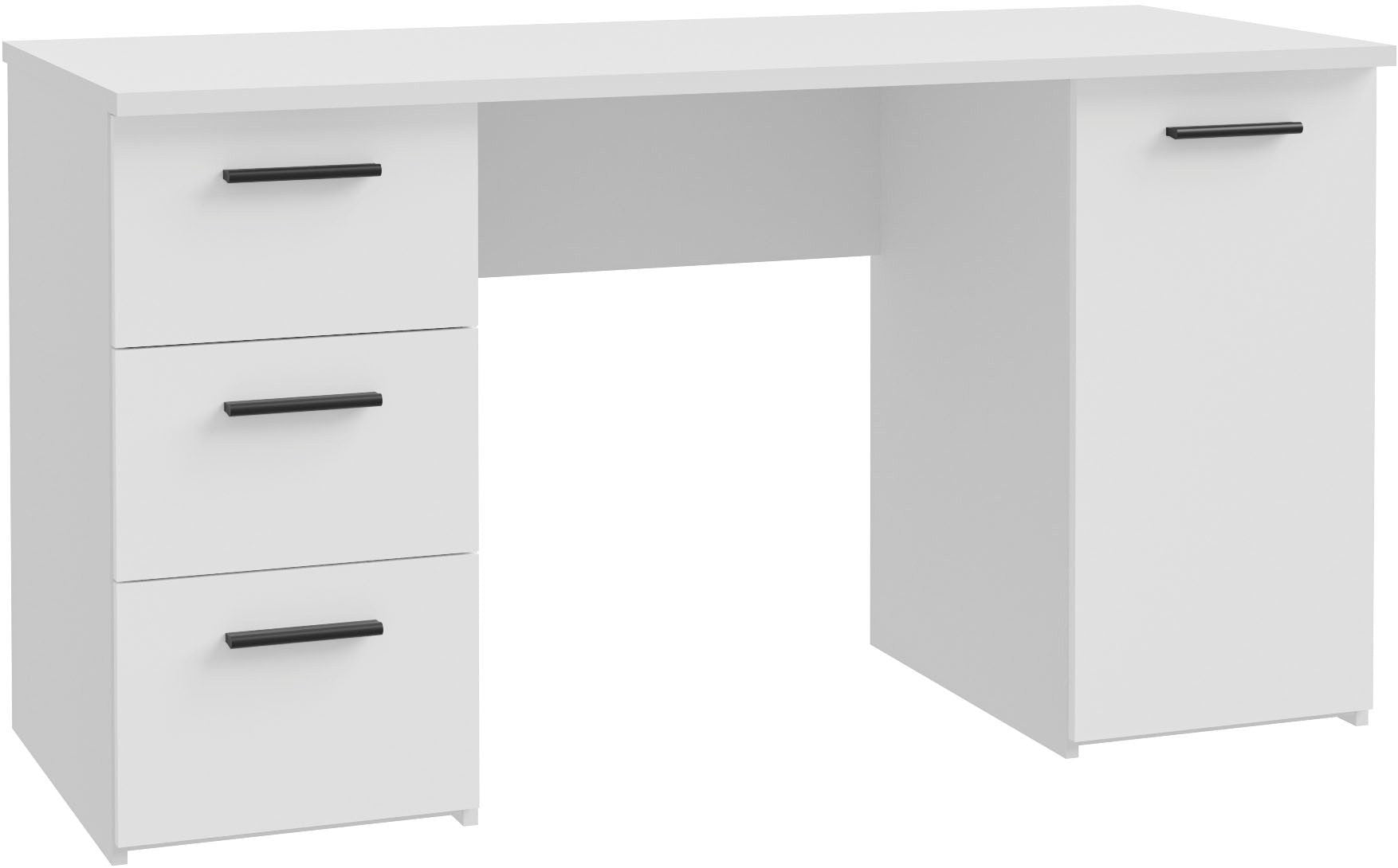 Birou Neuss cu sertare, PAL, alb, 138,2×60×75,3 cm Arboteca