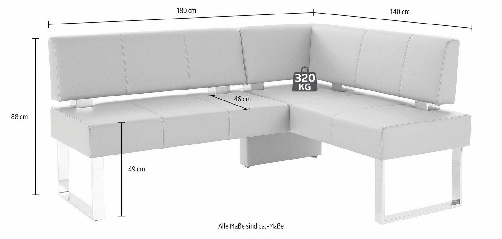 Colțar de bucătărie Rab, 200 cm, tapițat textil gri închis Arboteca
