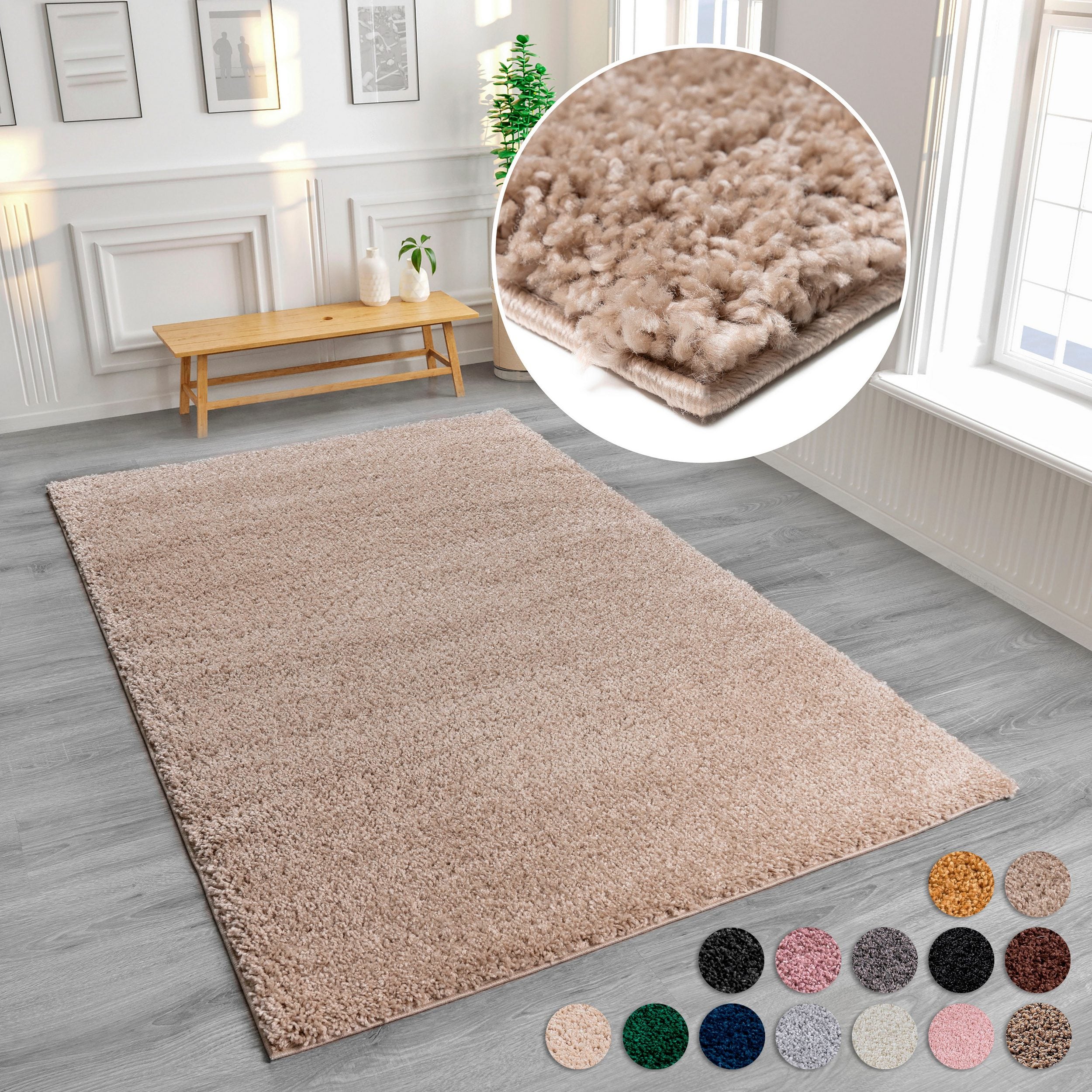 Covor Viva – fir gros, bej, fibră sintetică, pentru încălzire prin pardoseală – 240x320 cm, 45 mm Arboteca