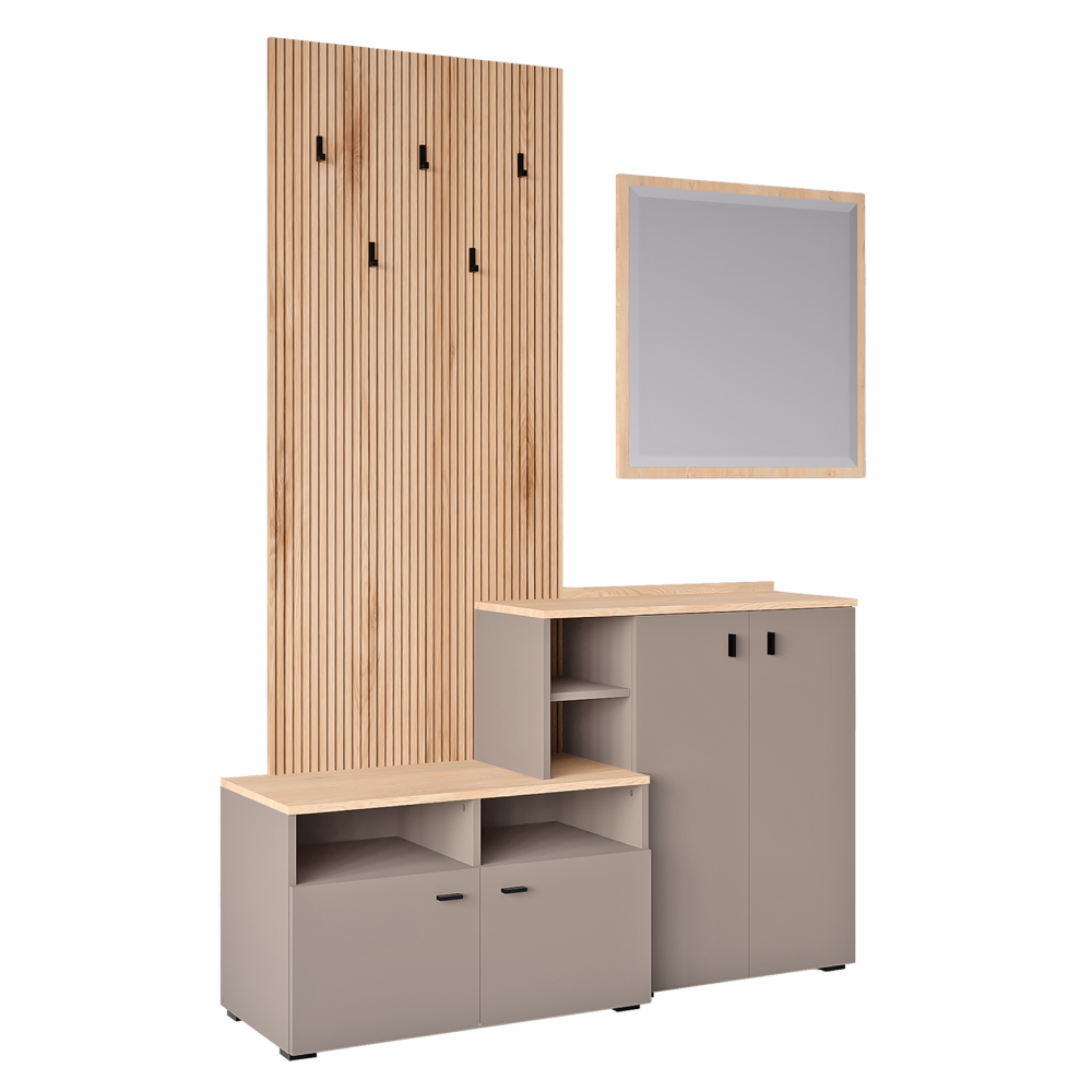 Set de hol, toffee/natural canella strata/cremona torro stejar, 138.5x41.2x204.7 cm Kondela