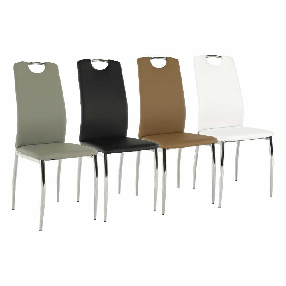 Scaun dining SANREMO, piele ecologică bej/crom, piele ecologică/crom, 42x43x99 cm Kondela