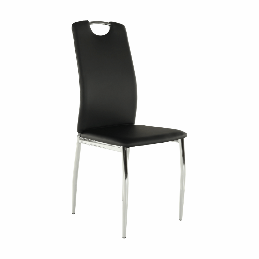 Scaun dining SANREMO, piele ecologică neagră/crom, piele ecologică/crom, 42x43x99 cm Kondela