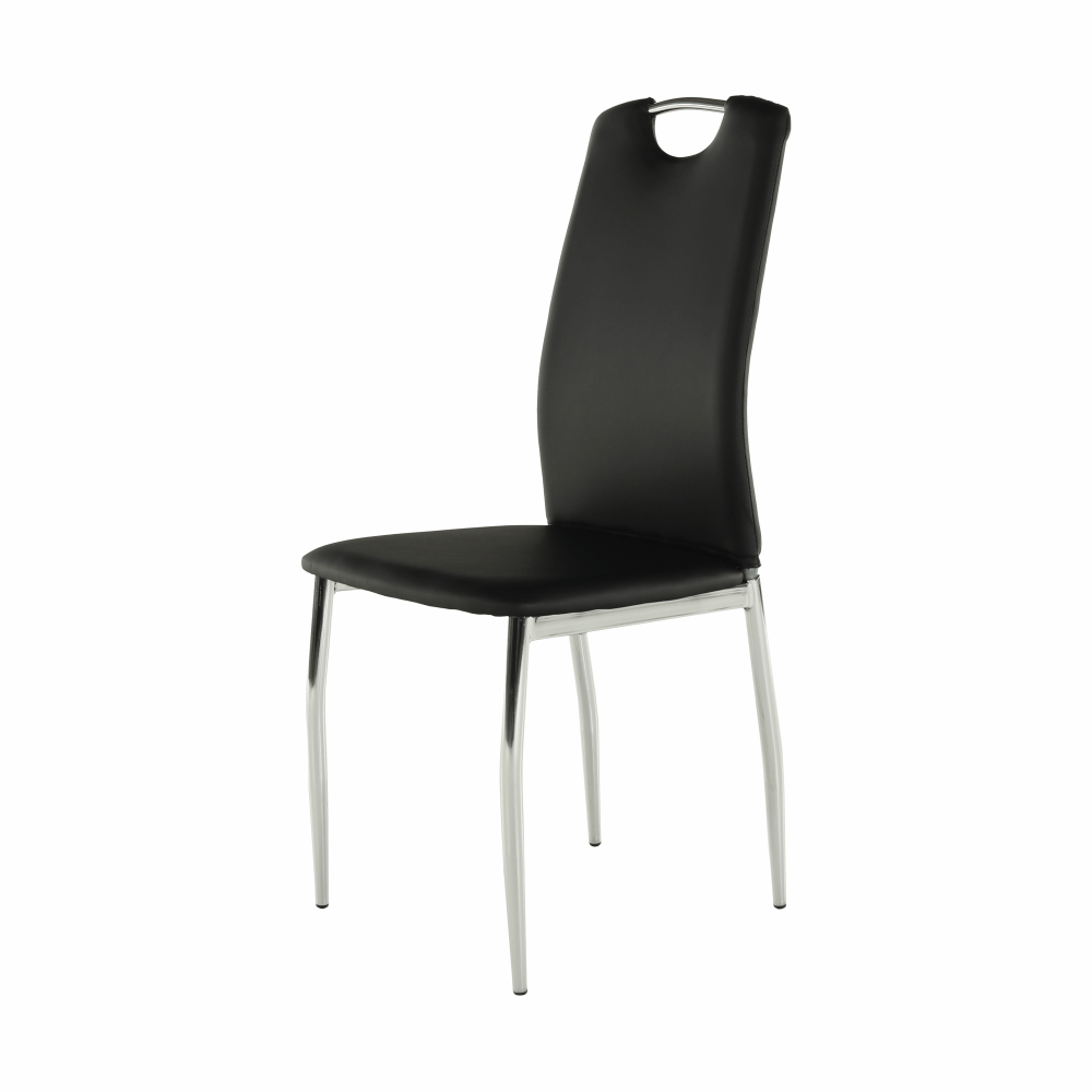 Scaun dining SANREMO, piele ecologică neagră/crom, piele ecologică/crom, 42x43x99 cm Kondela