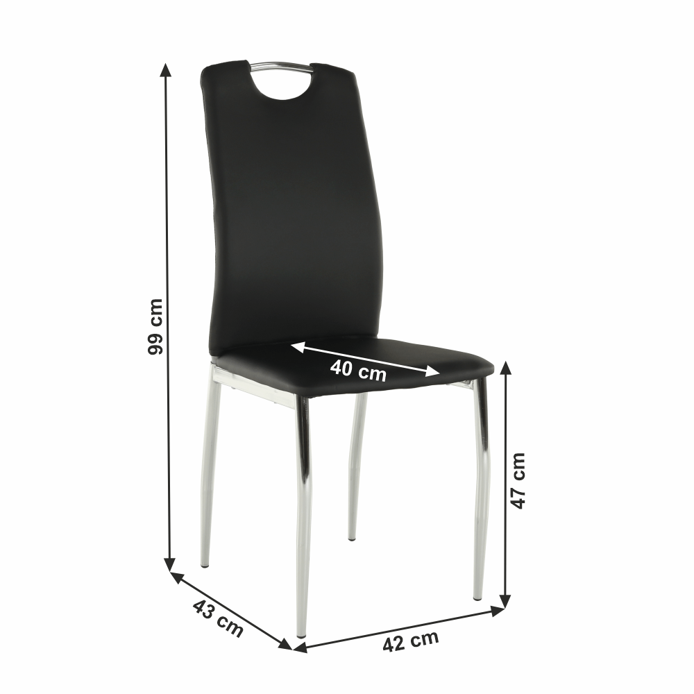 Scaun dining SANREMO, piele ecologică neagră/crom, piele ecologică/crom, 42x43x99 cm Kondela