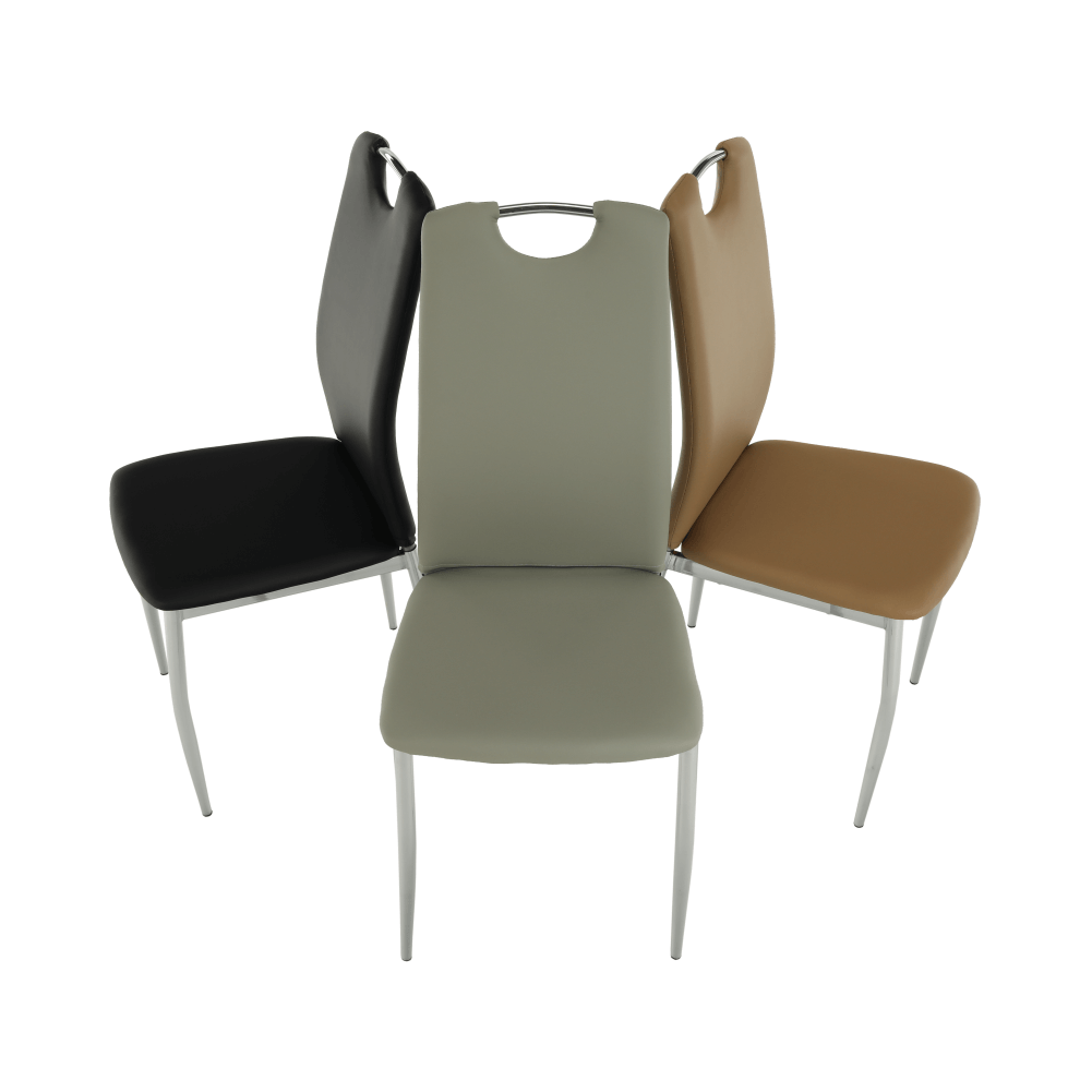 Scaun dining SANREMO, piele ecologică bej/crom, piele ecologică/crom, 42x43x99 cm Kondela