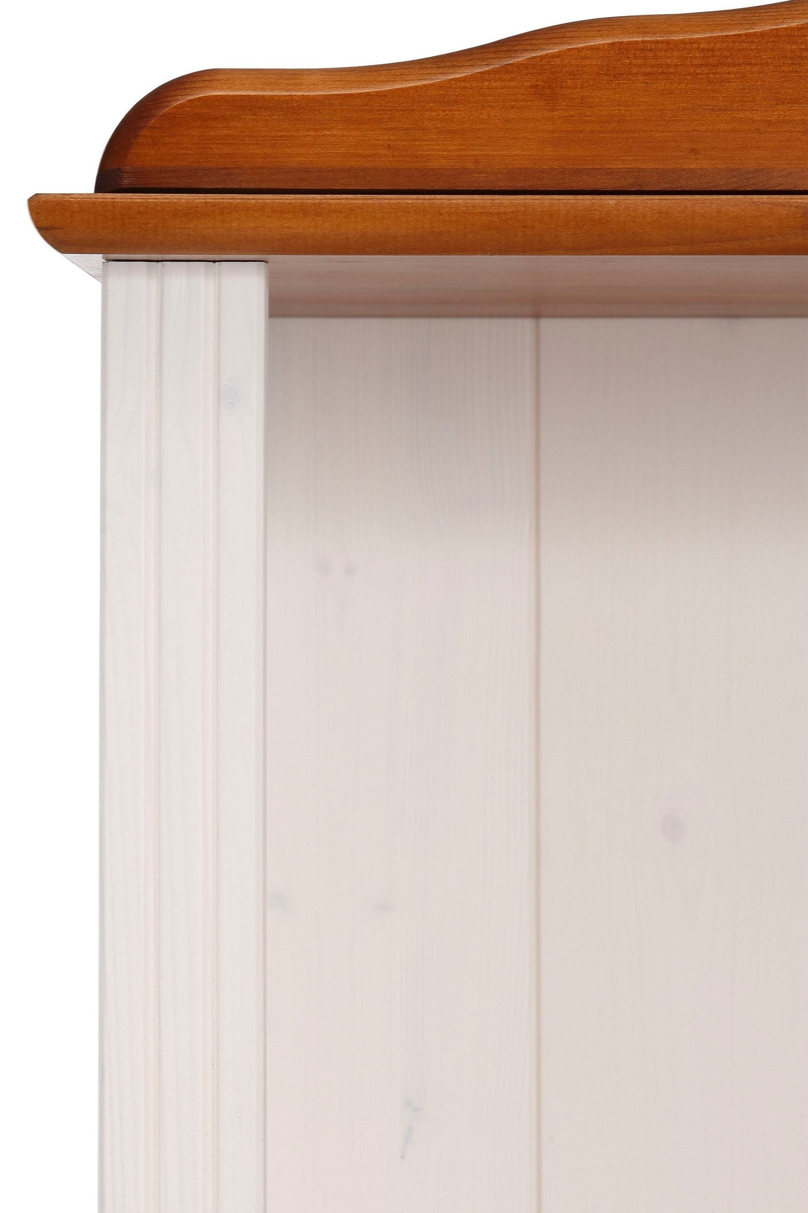 Etajeră Mette 77 × 181 cm, pin masiv, alb-cireș Arboteca