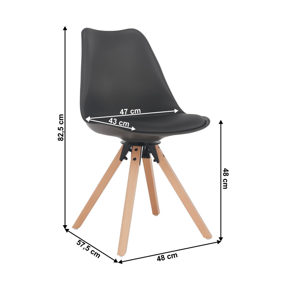 Scaun pivotant elegant SANTENA, gri închis, piele ecologică, 48x57.5x82.5 cm Kondela