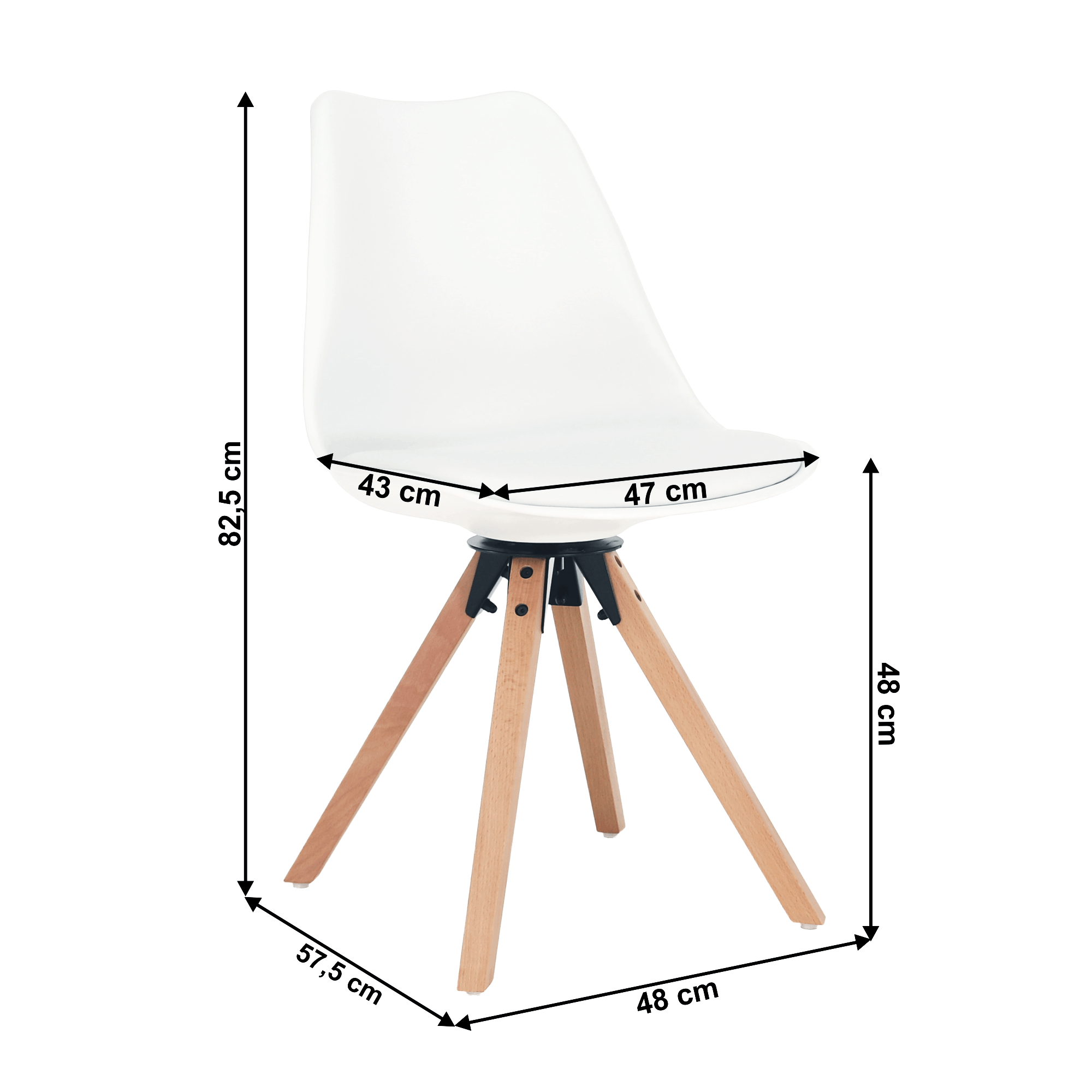 Scaun pivotant elegant SANTENA, alb, piele ecologică, 48x57.5x82.5 cm Kondela