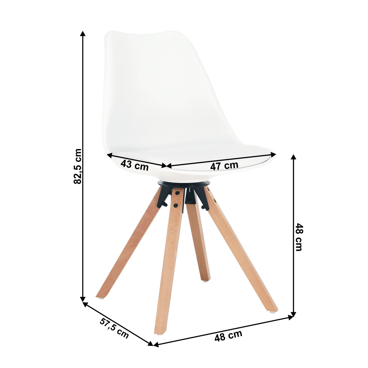 Scaun pivotant elegant SANTENA, alb, piele ecologică, 48x57.5x82.5 cm Kondela