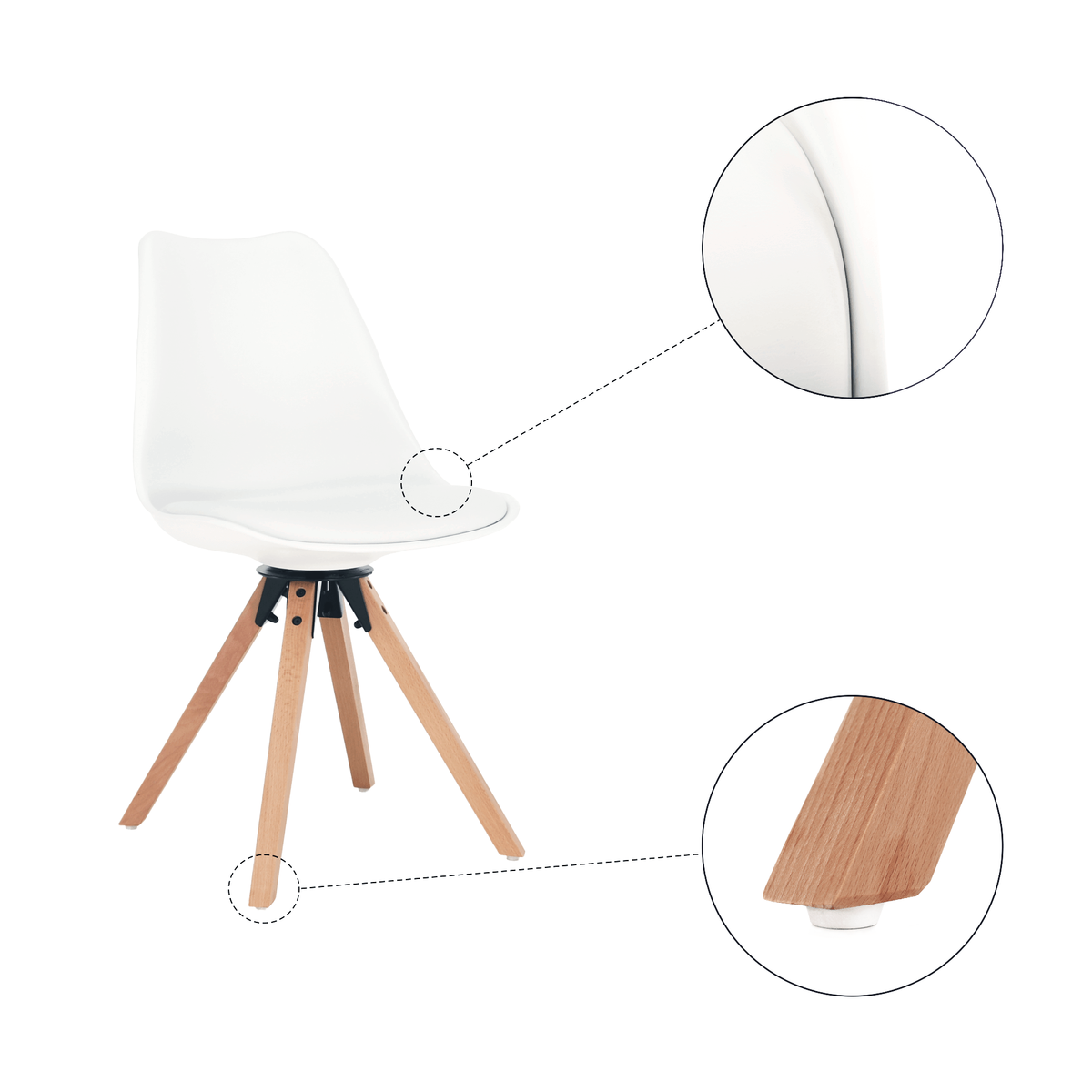Scaun pivotant elegant SANTENA, alb, piele ecologică, 48x57.5x82.5 cm Kondela