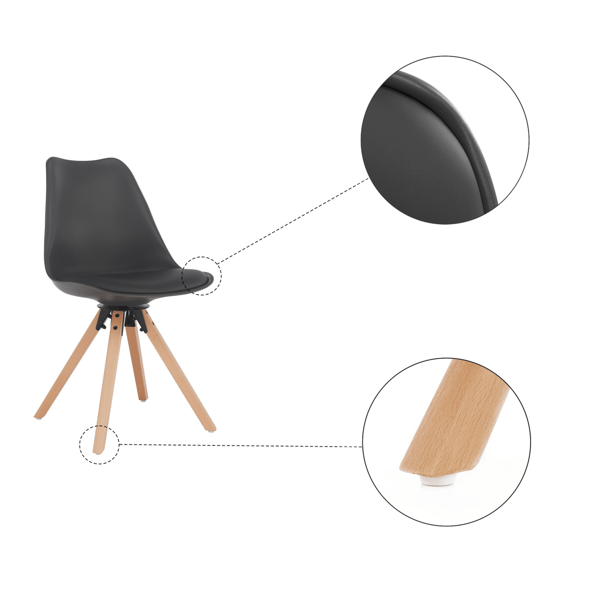 Scaun pivotant elegant SANTENA, gri închis, piele ecologică, 48x57.5x82.5 cm Kondela