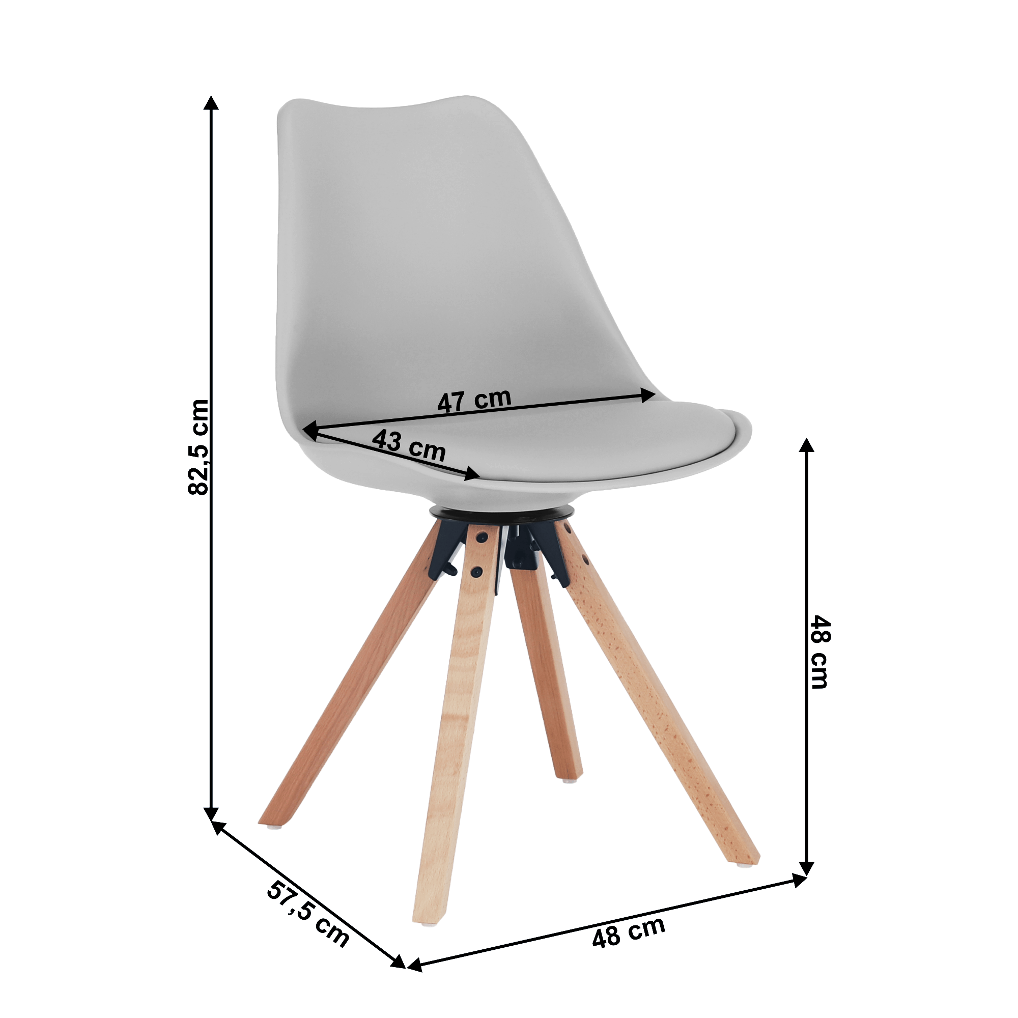 Scaun pivotant elegant SANTENA, gri deschis, piele ecologică, 48x57.5x82.5 cm Kondela