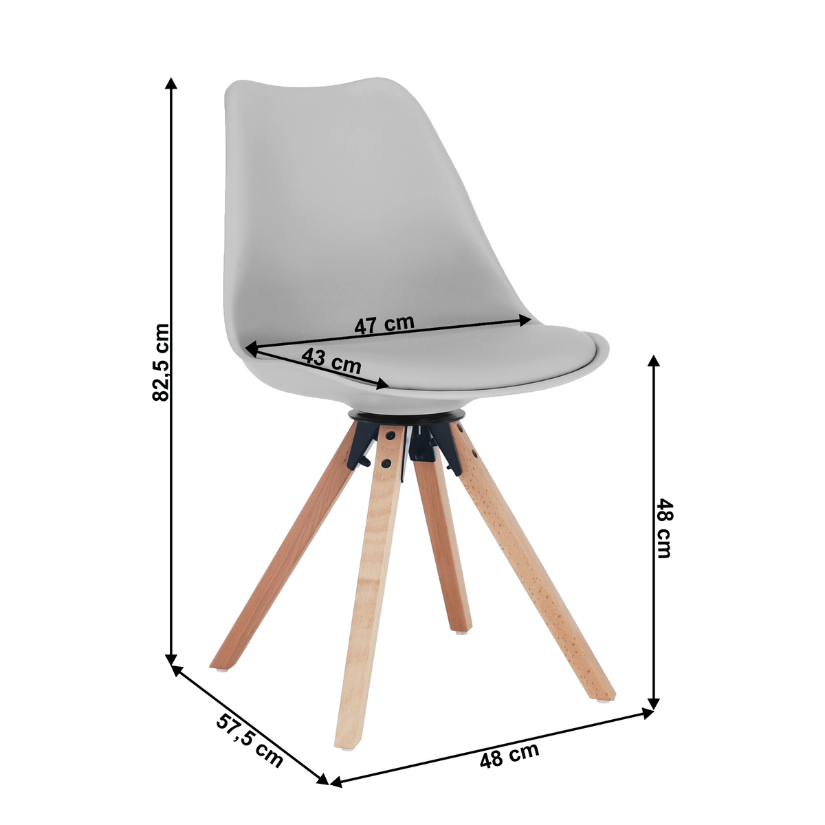 Scaun pivotant elegant SANTENA, gri deschis, piele ecologică, 48x57.5x82.5 cm Kondela