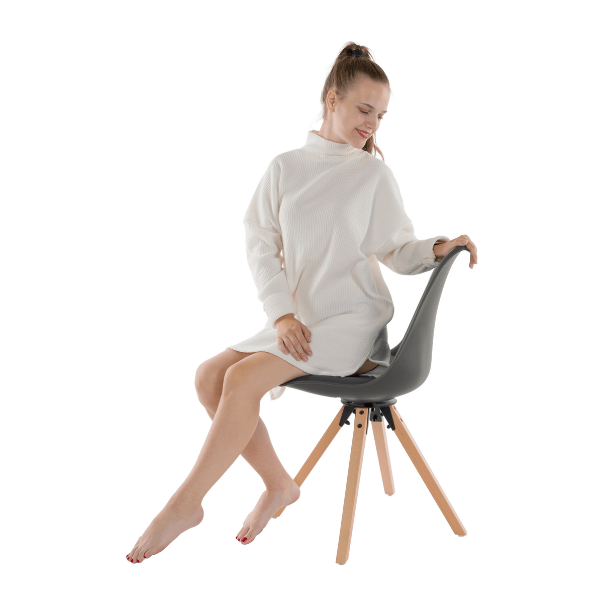 Scaun pivotant elegant SANTENA, gri închis, piele ecologică, 48x57.5x82.5 cm Kondela