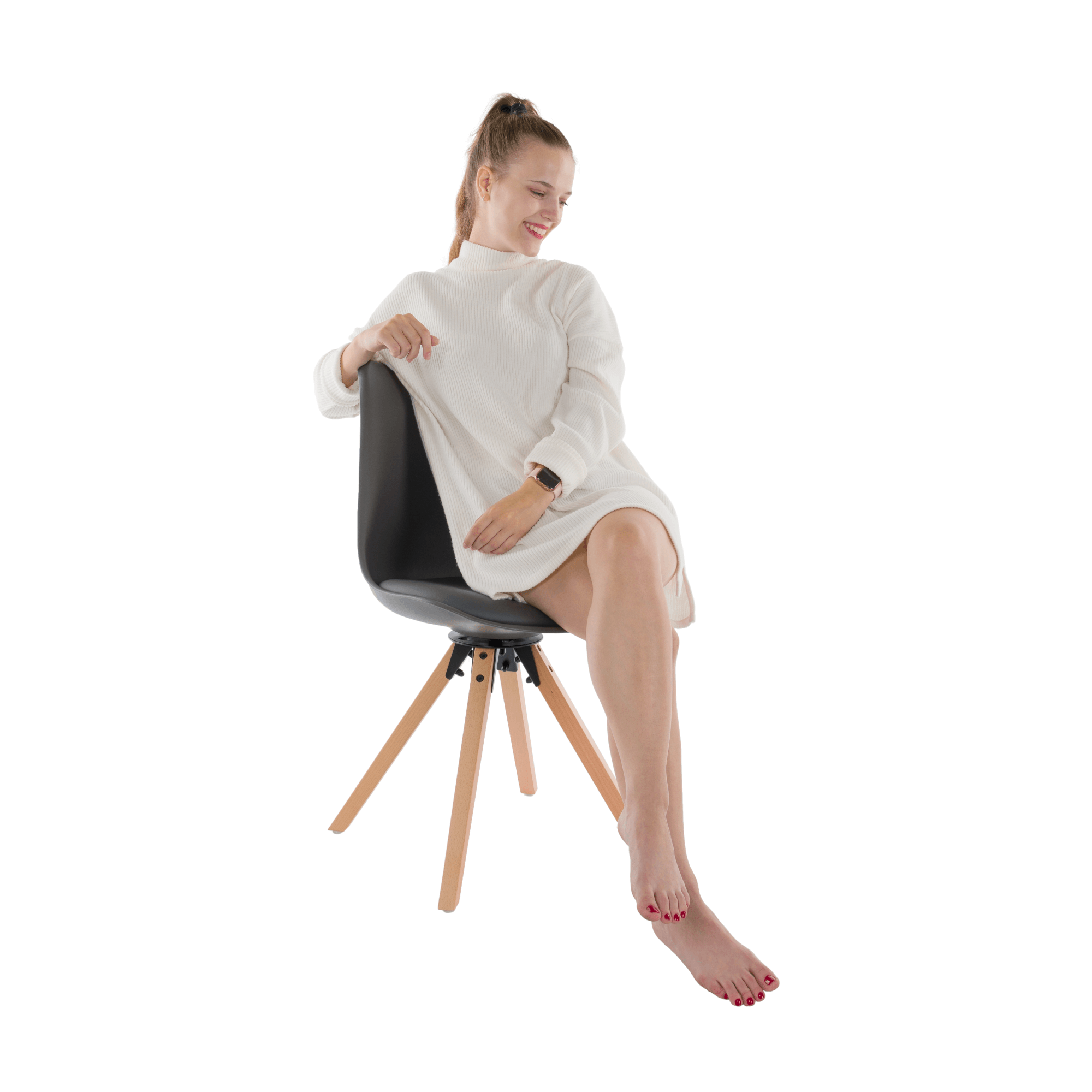 Scaun pivotant elegant SANTENA, gri închis, piele ecologică, 48x57.5x82.5 cm Kondela
