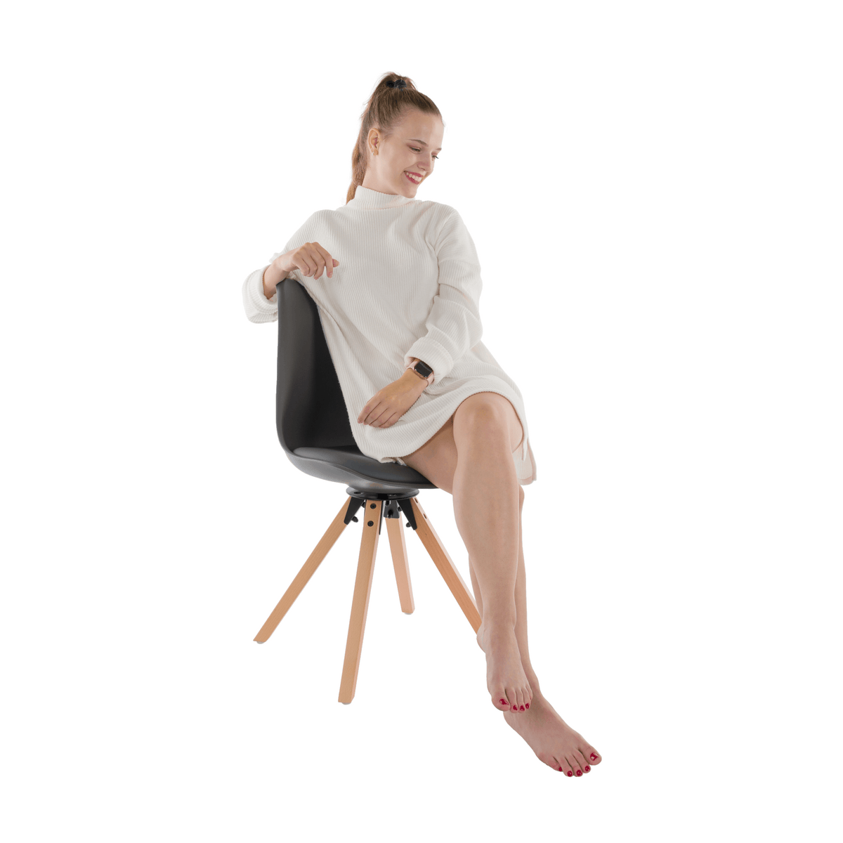 Scaun pivotant elegant SANTENA, gri închis, piele ecologică, 48x57.5x82.5 cm Kondela