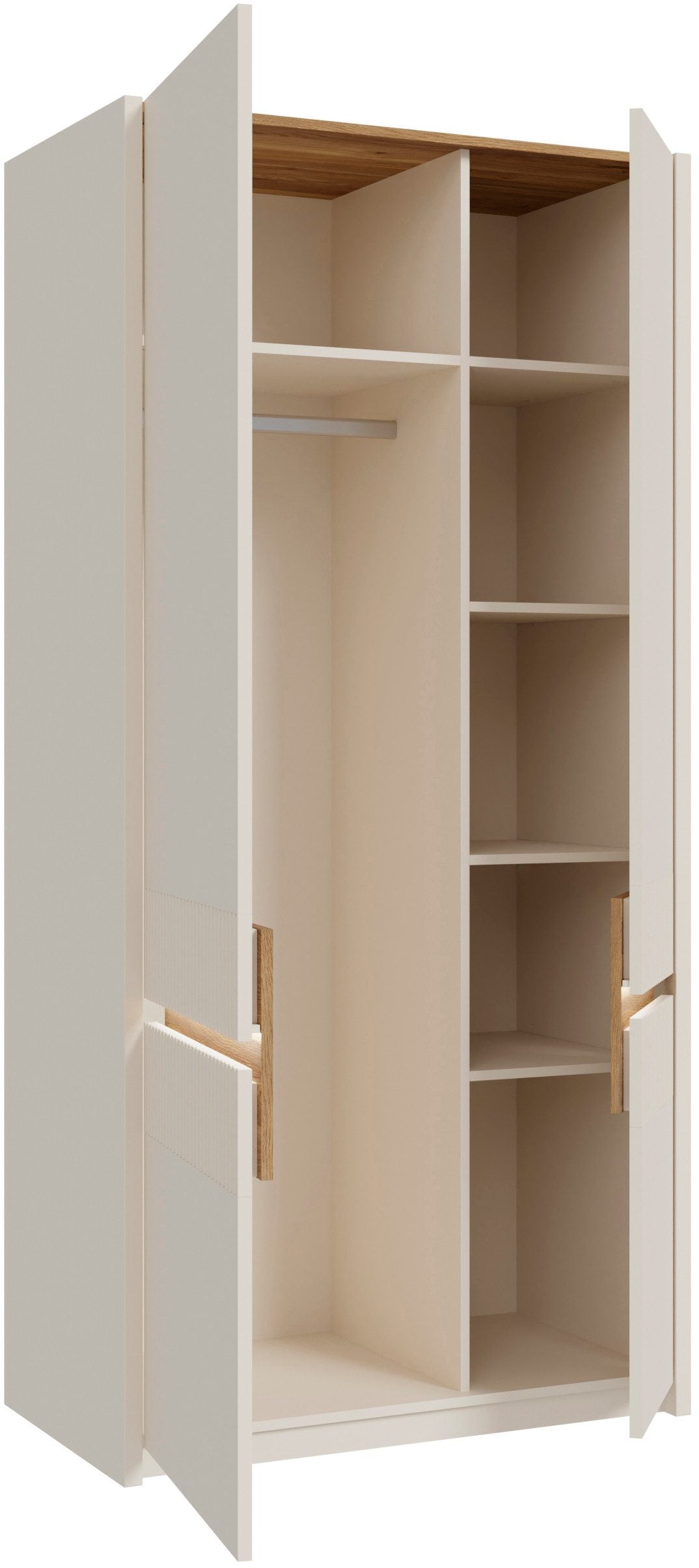 Dulap Oak Square, cu iluminare LED, 2 uși, PAL, Stejar Mauvella/Nisip, 95,3×52×197,9 cm Arboteca