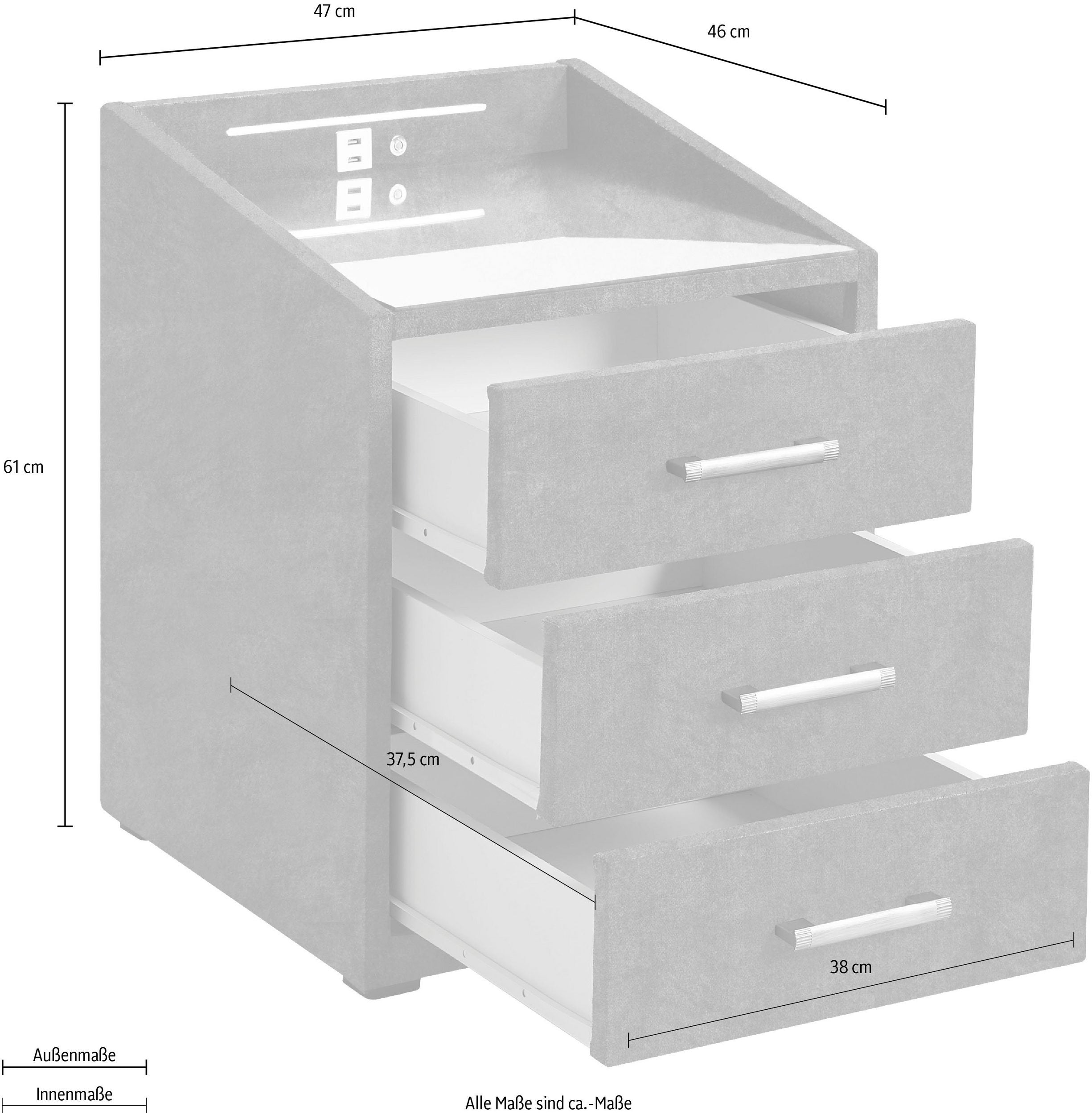 Noptieră tapițată Moon Arboteca