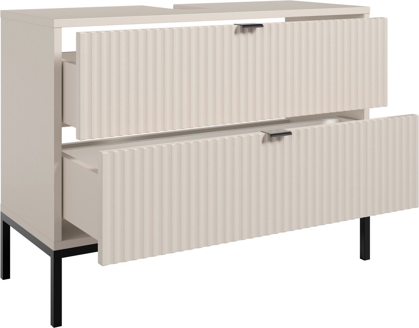 Dulap sub chiuvetă Lucera, crem, 80×60×32 cm, cu sertar și picioare metalice Arboteca