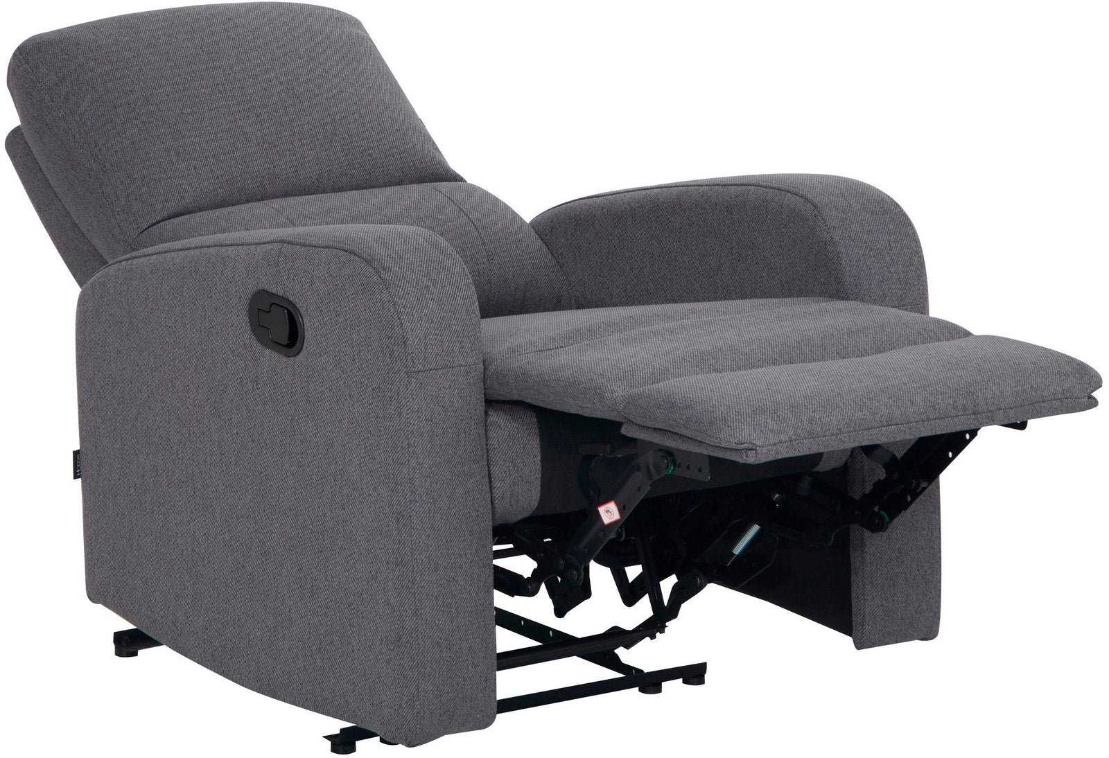 Fotoliu recliner Tournay cu suport picioare, textil gri închis Arboteca