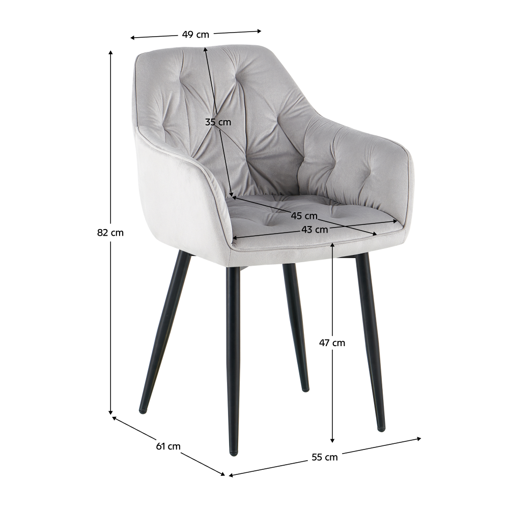 Scaun de design FOGGIA 2, țesătură Velvet gri deschis, țesătură Velvet/metal, 55x61x82 cm Kondela