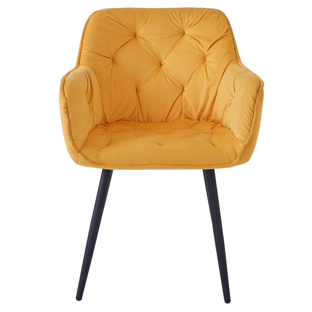 Scaun de design FOGGIA, țesătură Velvet galben, 61.5x59.5x80 cm Kondela
