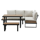 Set Grădină Modular FLOJD 4 Piese | Canapea Colț + Masă + Bancă | Oțel, Polywood | Kondela