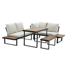Set Grădină Modular FLOJD 4 Piese | Canapea Colț + Masă + Bancă | Oțel, Polywood | Kondela