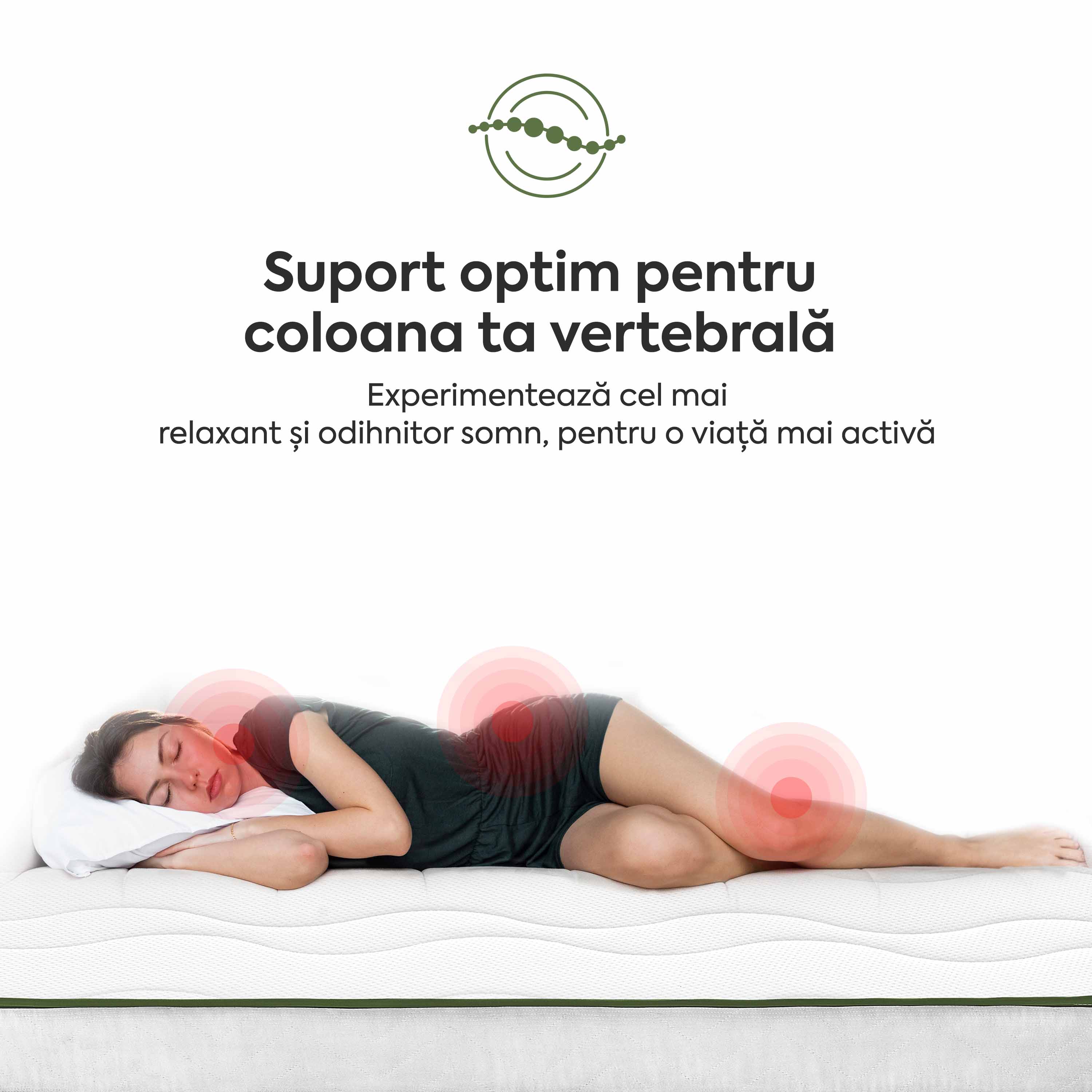 Saltea FRESH ERGO GREEN LINE, spumă poliuretanică, reversibilă, hipoalergenică, ortopedică, Grosime 16 cm  - Prestige Home