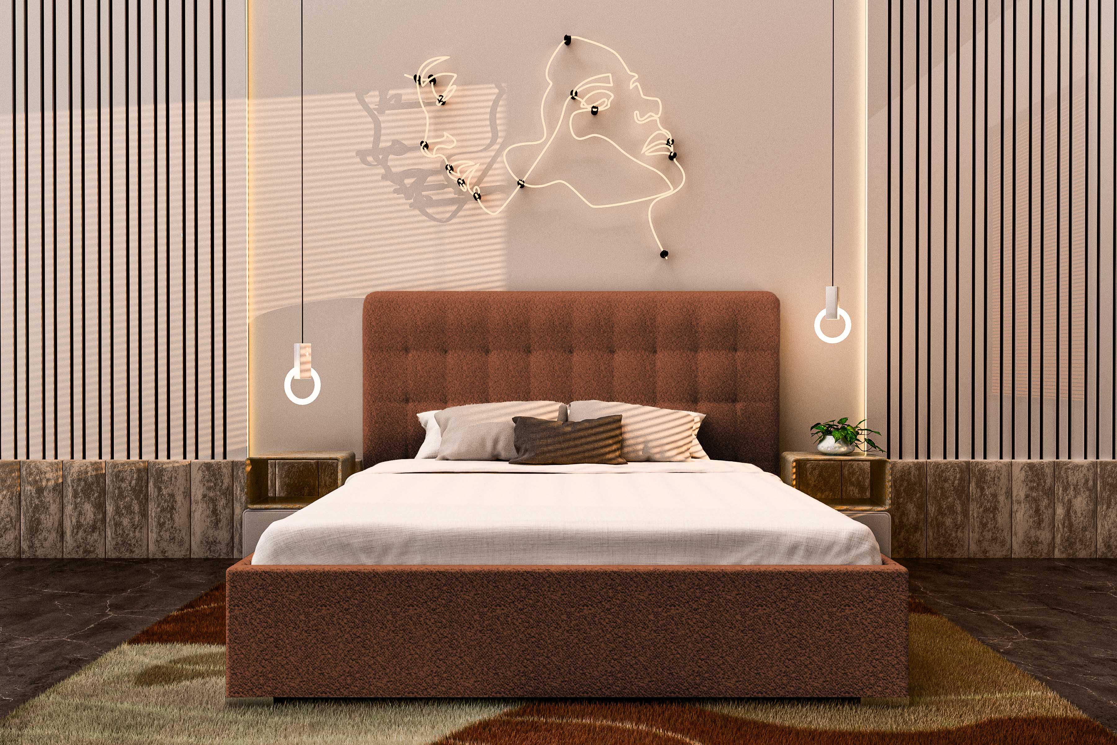 Pat Tapițat Strasbourg Premium, cu somieră rabatabilă și ladă depozitare, #color_Caramiziu-Anthology