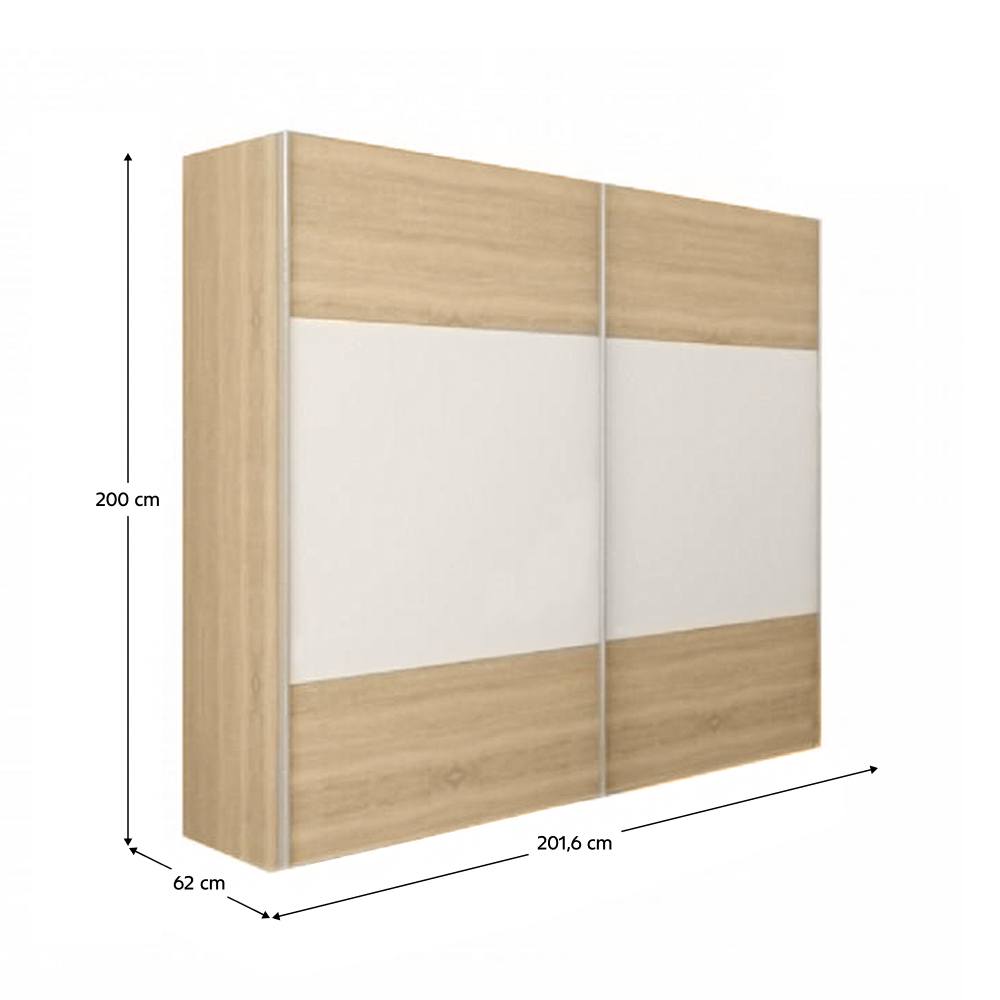 Dulap cu uși glisante GABRIELA NEW, stejar sonoma/alb, 202x200 cm Kondela
